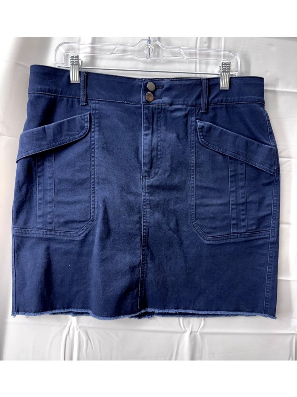 Democracy "Ab"solution Navy Denim Mini Skirt Womens sz 12 Stretch